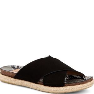Aquatalia Elyse Espadrille Sandals Suede/Snake Black